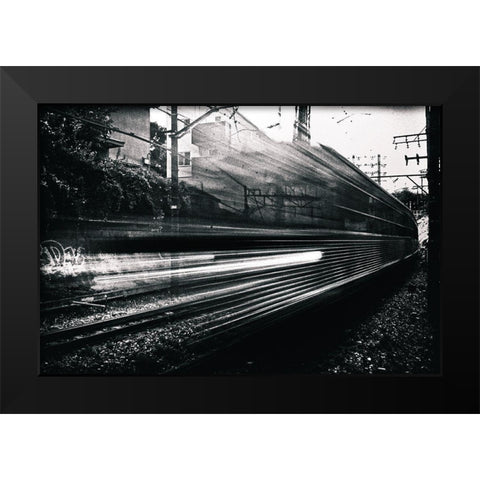 Train Black Modern Wood Framed Art Print by Suzuki, Tatsuo