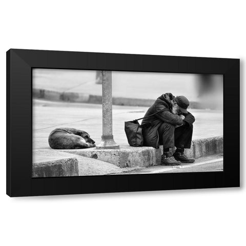 Two Friendly...! Black Modern Wood Framed Art Print with Double Matting by Kasim, Murat