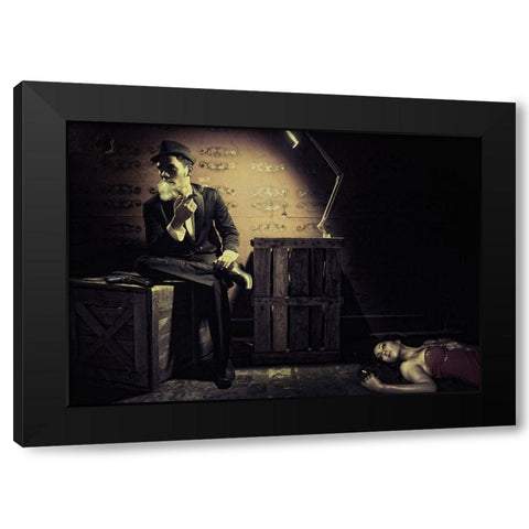 Killing Me Softly Black Modern Wood Framed Art Print with Double Matting by Hardibudi