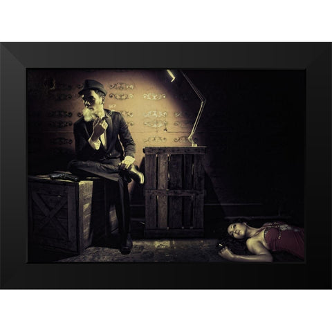 Killing Me Softly Black Modern Wood Framed Art Print by Hardibudi