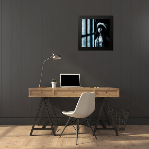 Love Me Blue Black Modern Wood Framed Art Print by Kisworo, Sebastian