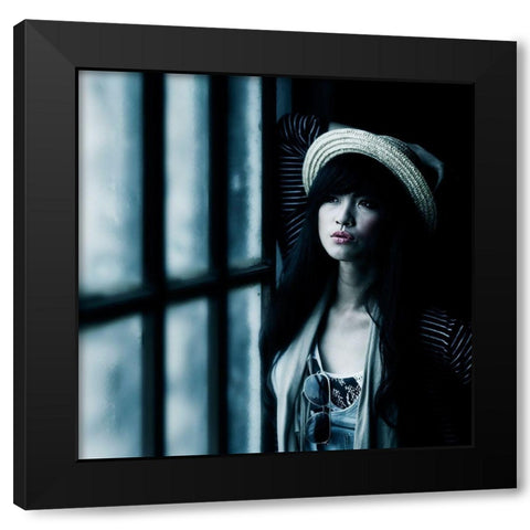 Love Me Blue Black Modern Wood Framed Art Print with Double Matting by Kisworo, Sebastian