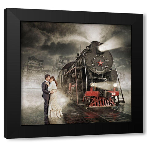 Rain Black Modern Wood Framed Art Print by Laudin, Dmitry