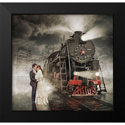 Rain Black Modern Wood Framed Art Print by Laudin, Dmitry