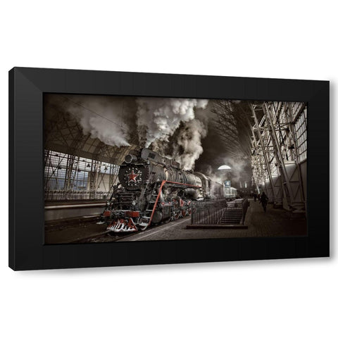 Last From Mohicans Black Modern Wood Framed Art Print by Laudin, Dmitry