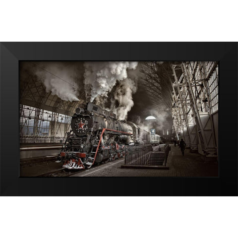 Last From Mohicans Black Modern Wood Framed Art Print by Laudin, Dmitry
