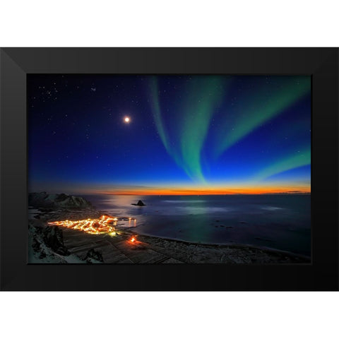 Sunset At Bleik Black Modern Wood Framed Art Print by Samuelsen, Roy