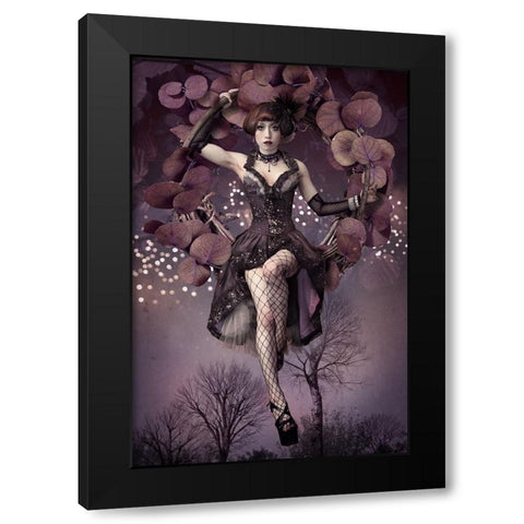 Night Aerial Girl Black Modern Wood Framed Art Print with Double Matting by Murakami, Kiyo