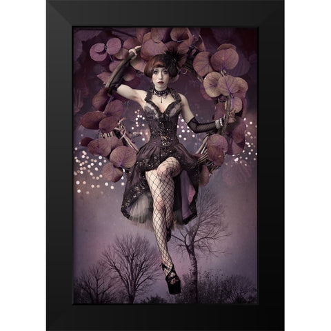 Night Aerial Girl Black Modern Wood Framed Art Print by Murakami, Kiyo