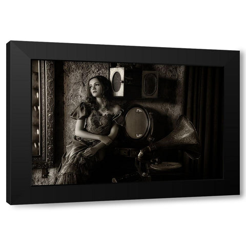 Listen To The Old Music Black Modern Wood Framed Art Print with Double Matting by Sri Hatmoko, Pramujo