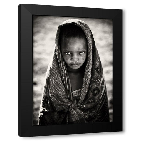 Face Of Africa Black Modern Wood Framed Art Print with Double Matting by Jovic, Goran
