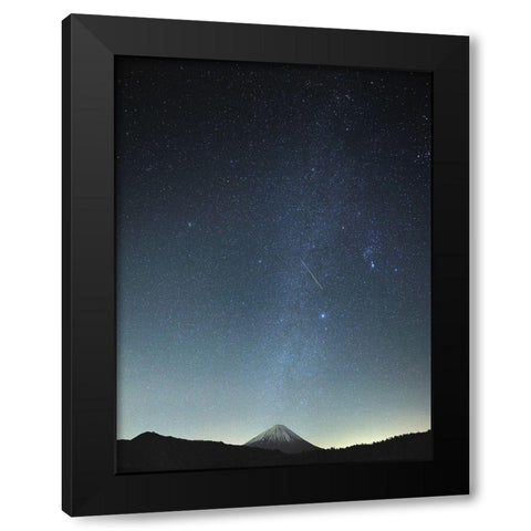 Meteor Night Black Modern Wood Framed Art Print by Koga, Hiroaki