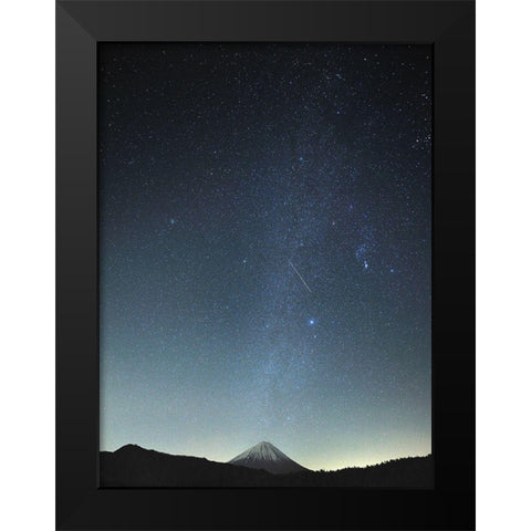 Meteor Night Black Modern Wood Framed Art Print by Koga, Hiroaki