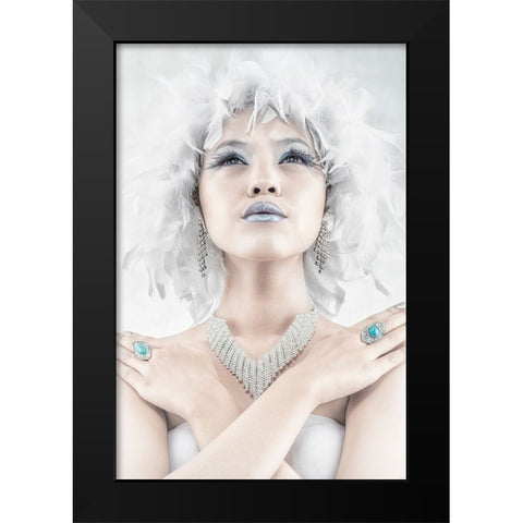 The Swan Queen Black Modern Wood Framed Art Print by Boer, Faldhy