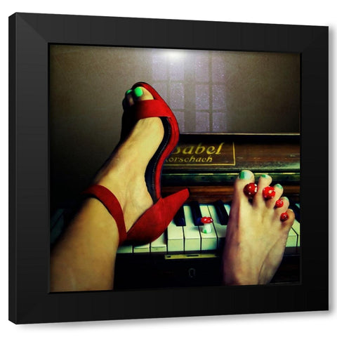Moonlight Sonata Black Modern Wood Framed Art Print with Double Matting by Ambra