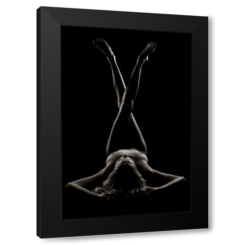 Girl In Shadow And Light 1 Black Modern Wood Framed Art Print with Double Matting by Knudsen, Henrik