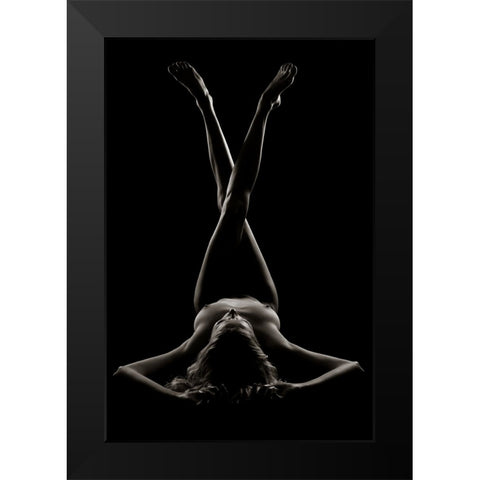 Girl In Shadow And Light 1 Black Modern Wood Framed Art Print by Knudsen, Henrik