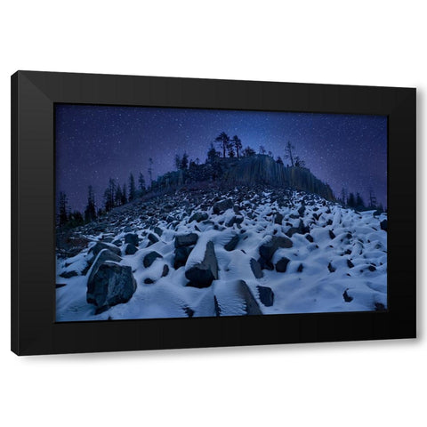 Cold Mountain: Devils Postpile Black Modern Wood Framed Art Print by Zhang, Yan