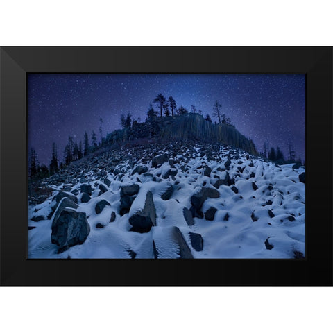 Cold Mountain: Devils Postpile Black Modern Wood Framed Art Print by Zhang, Yan
