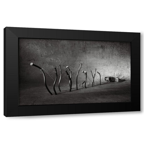 Barge Haulers Black Modern Wood Framed Art Print with Double Matting by Ivanova, Victoria