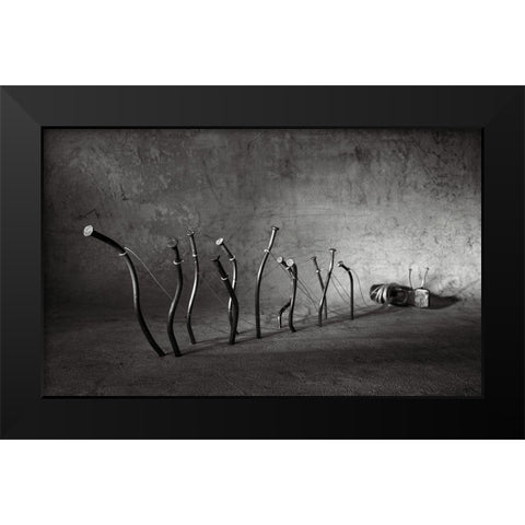Barge Haulers Black Modern Wood Framed Art Print by Ivanova, Victoria