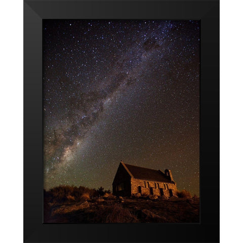 Church Of The Good Shepherd Black Modern Wood Framed Art Print by Zhang, Yan