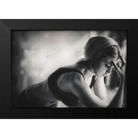 Xmas Particles Black Modern Wood Framed Art Print by Ivanov, Velizar