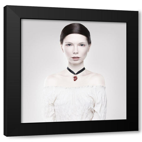 Heart Black Modern Wood Framed Art Print with Double Matting by Katiev, Vladimir