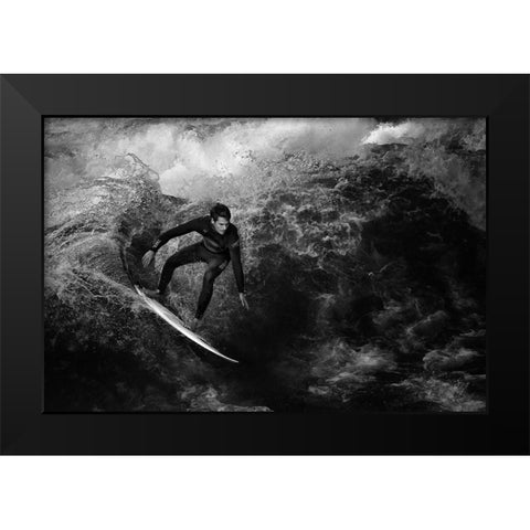 Surfing To Kingdom Come Black Modern Wood Framed Art Print by Hessel, Christoph