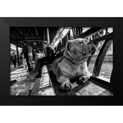 Sad Black Modern Wood Framed Art Print by Youdutian
