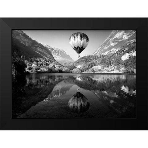 La Mongolfiera Black Modern Wood Framed Art Print by Auf Dem, Andrea