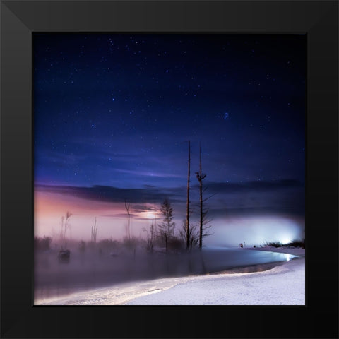 A Winter Night Black Modern Wood Framed Art Print by Yang, Shu-Guang
