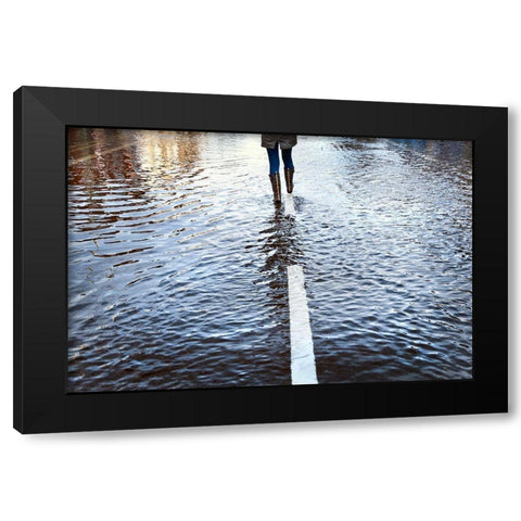 Walk The Line Black Modern Wood Framed Art Print with Double Matting by Wride, Linda