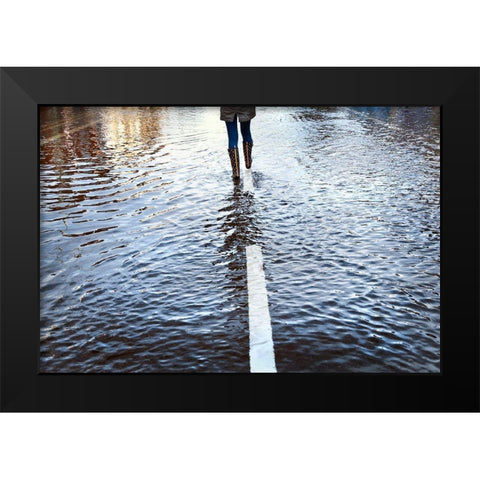 Walk The Line Black Modern Wood Framed Art Print by Wride, Linda