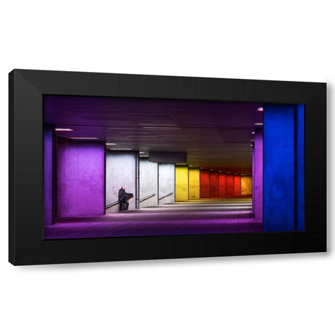 Rainbow Black Modern Wood Framed Art Print with Double Matting by piXXelpark