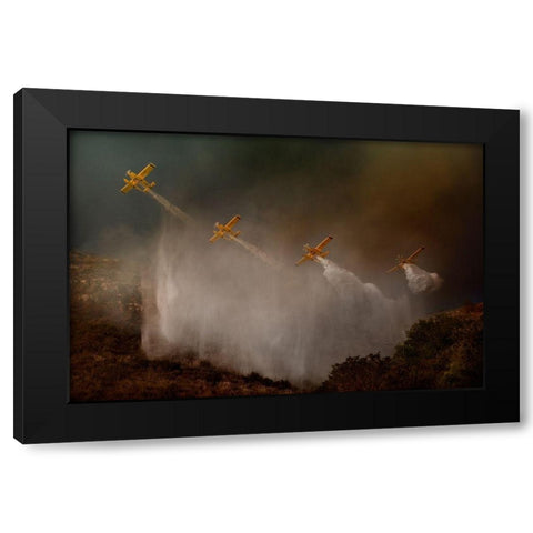 Cilento National Park - The Scene That Unfortunately Is Repeated Almost Every Year In Summer... Black Modern Wood Framed Art Print by Grambone, Antonio