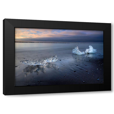Crystal Ice Black Modern Wood Framed Art Print with Double Matting by Eichelberg, Amnon