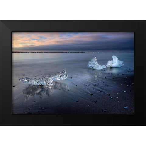 Crystal Ice Black Modern Wood Framed Art Print by Eichelberg, Amnon
