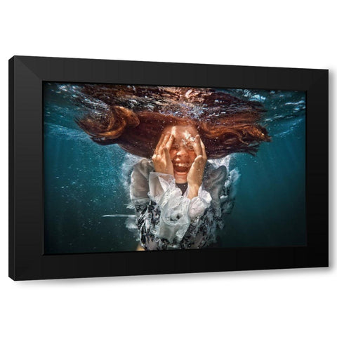 Cry Black Modern Wood Framed Art Print with Double Matting by Laudin, Dmitry