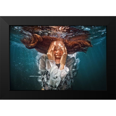 Cry Black Modern Wood Framed Art Print by Laudin, Dmitry