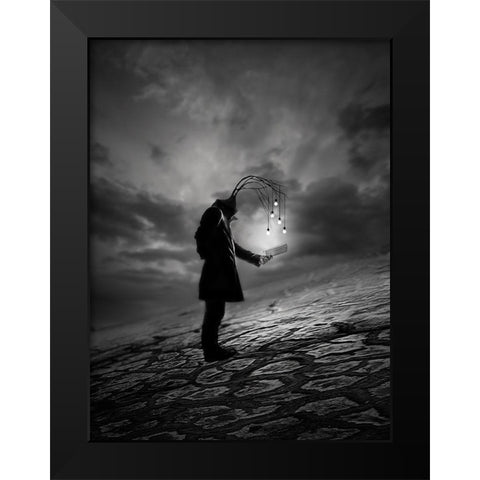 The Reader Black Modern Wood Framed Art Print by David Senechal Photographie