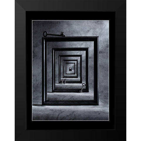 Locked Up Black Modern Wood Framed Art Print by Ivanova, Victoria