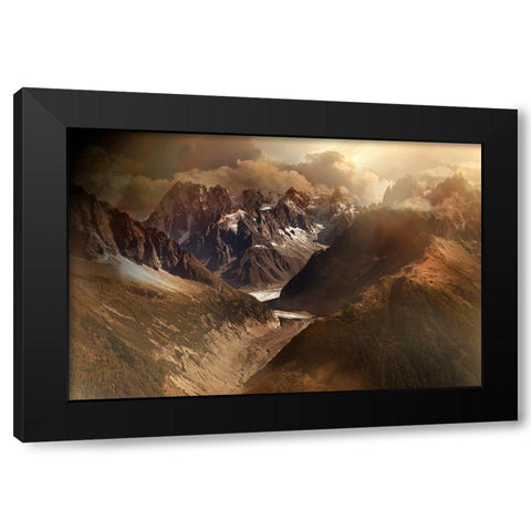 Mont Blanc Massiv Black Modern Wood Framed Art Print by Schumacher, Nicolas