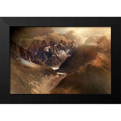 Mont Blanc Massiv Black Modern Wood Framed Art Print by Schumacher, Nicolas