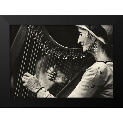 Playing The Harp Black Modern Wood Framed Art Print by Ariel, Ariel
