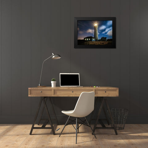 The Lighthouse Black Modern Wood Framed Art Print by Keller