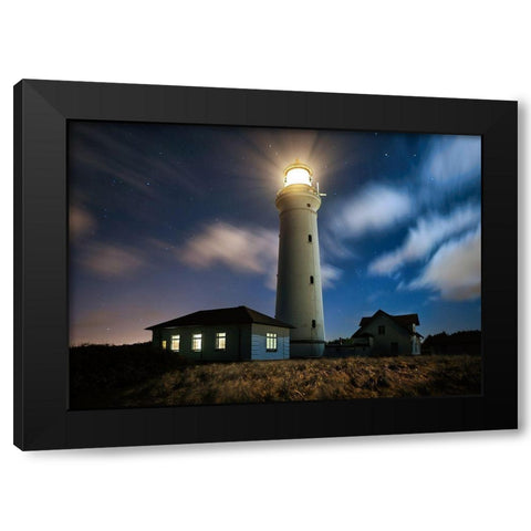 The Lighthouse Black Modern Wood Framed Art Print by Keller