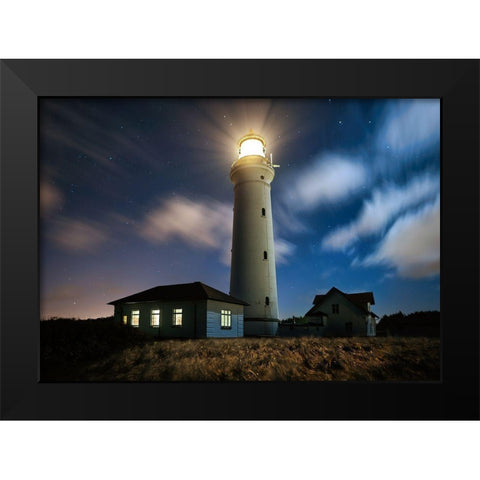 The Lighthouse Black Modern Wood Framed Art Print by Keller