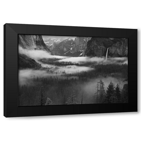 Fog Floating In Yosemite Valley Black Modern Wood Framed Art Print with Double Matting by Zeng, Hong