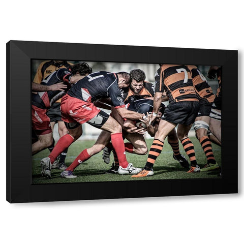 The Coup Black Modern Wood Framed Art Print with Double Matting by March, Cesar